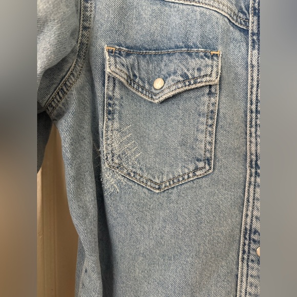 Reformation Kacey Musgraves Deeper Well Denim Pearl Snap Shirt Jacket by Small - Picture 13 of 14
